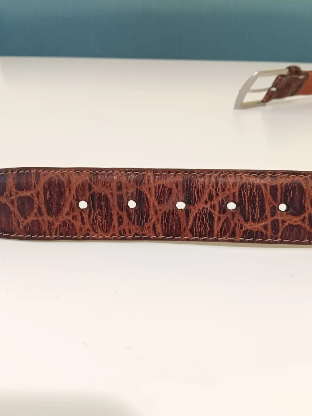 Martin Dingman Belt Mens 40 Brown Crocodile Grain Italian Calf Skin Caiman